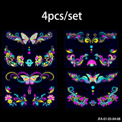 Fluorescerende Dag van de Doden Gezichtstattoos – Waterproof Party Stickers!