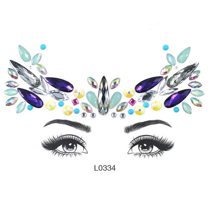 3D Glinsterende Gezichtsjewels – Tijdelijke Tattoo Stickers met Strass & Glitter!