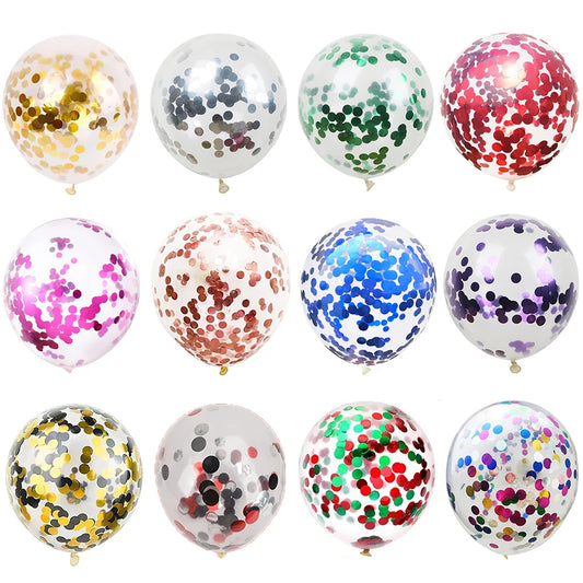 10/20 stuks Gouden Confetti Ballonnen – 12 inch – Zwart, Goud & Transparant met Glitters – Voor bruiloft, afstuderen, verjaardag of feestdecoratie
