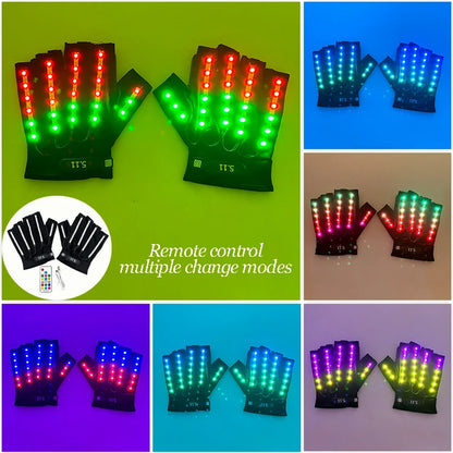 Kleurrijke Lichtgevende Brillen – Nachtclub, Verjaardagsfeestjes, Disco Accessoires – Futuristische Soldaten LED Zonnebril – LED Wolverine Handschoenen