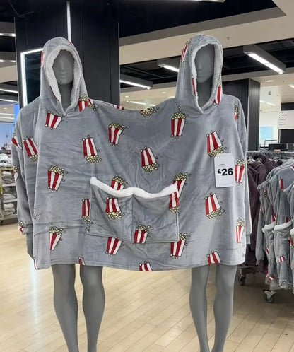 Lovers Double Snuggie – Popcorn Couple Hoodie Deken