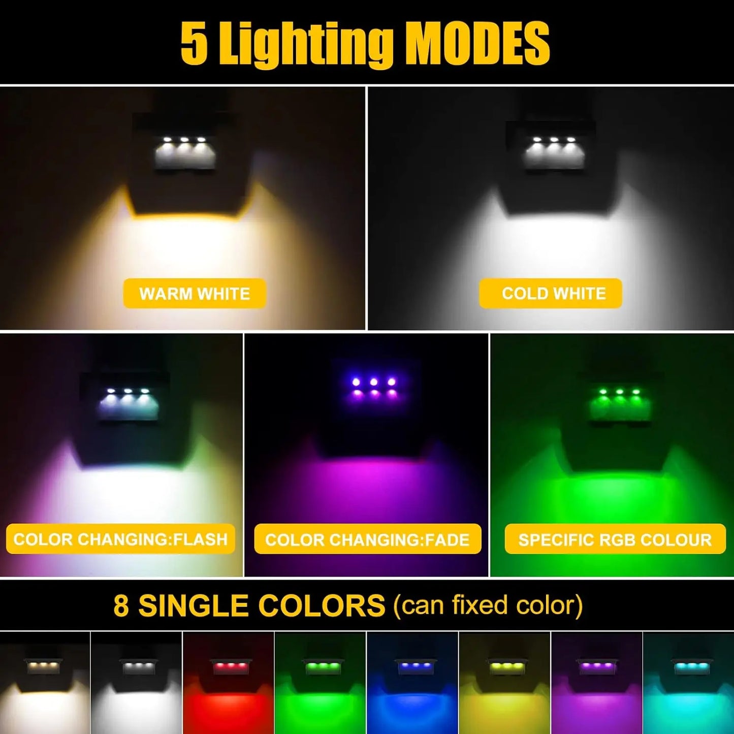 2x Solar Schuttinglamp RGB – Waterdicht IP65  Voor Tuin, Balkon, Terras, Trap & Leuning | Decoratieve Wandverlichting**