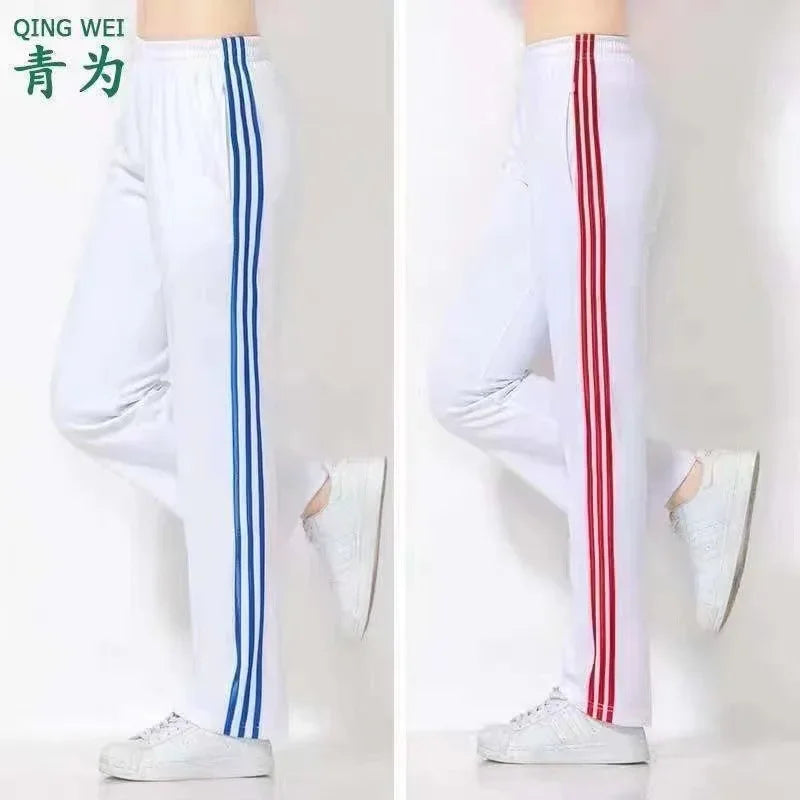 White Casual Sports Pants for Men And Women Summer Square Dance Straight Leg School Pants Large Size Leisure Sports Trousers