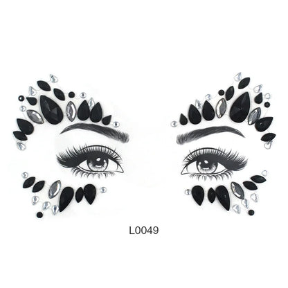 3D Glinsterende Gezichtsjewels – Tijdelijke Tattoo Stickers met Strass & Glitter!