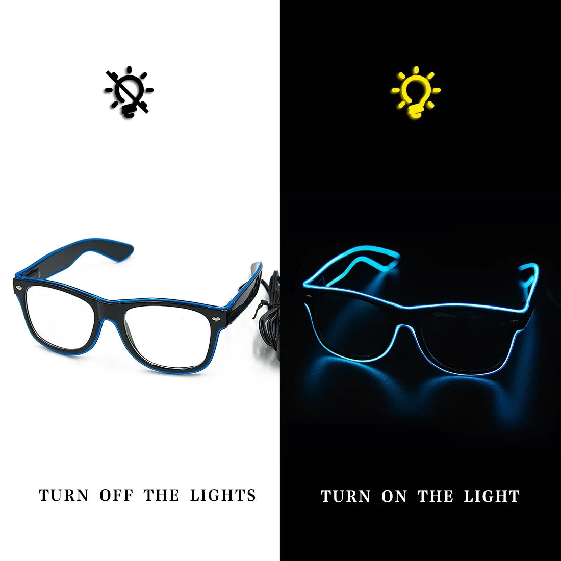 LED Bril – Neon Glow Zonnebril – Helder Verlichte Feestbril – Knipperende EL-draad Bril – Lichtgevende Gafas – Origineel Geschenk