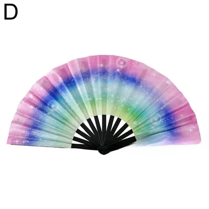 33 cm Kungfu Waaier – UV-print Fluorescerende Waaier – Handwaaier met Bamboe Spijlen – Grote Waaier voor Wanddecoratie of Handgebruik CLACK waaier