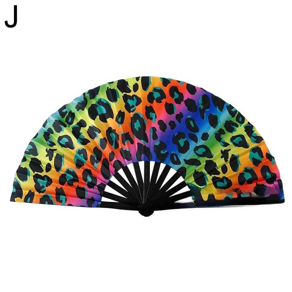 33 cm Kungfu Waaier – UV-print Fluorescerende Waaier – Handwaaier met Bamboe Spijlen – Grote Waaier voor Wanddecoratie of Handgebruik CLACK waaier