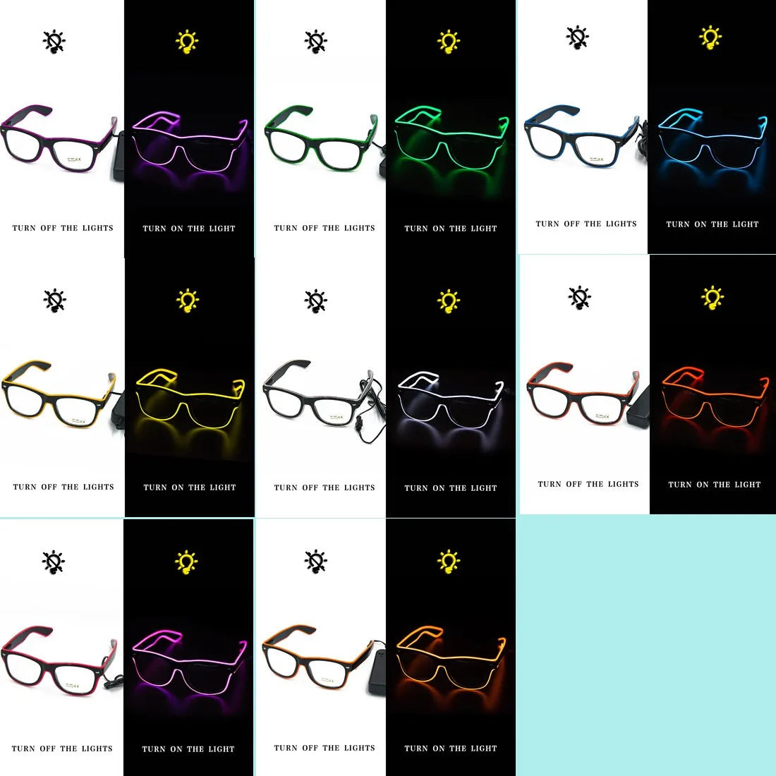 LED Bril – Neon Glow Zonnebril – Helder Verlichte Feestbril – Knipperende EL-draad Bril – Lichtgevende Gafas – Origineel Geschenk