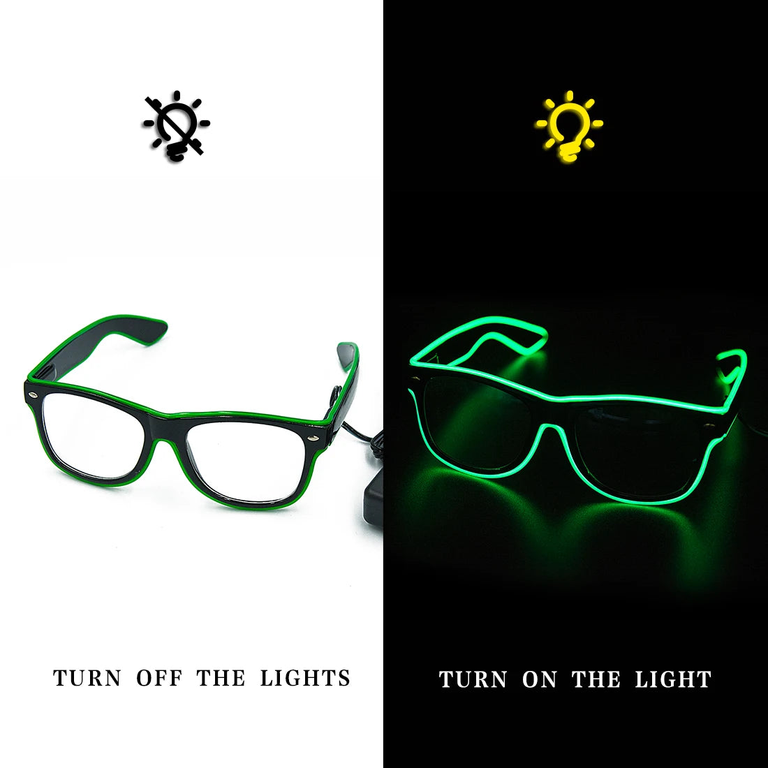 LED Bril – Neon Glow Zonnebril – Helder Verlichte Feestbril – Knipperende EL-draad Bril – Lichtgevende Gafas – Origineel Geschenk