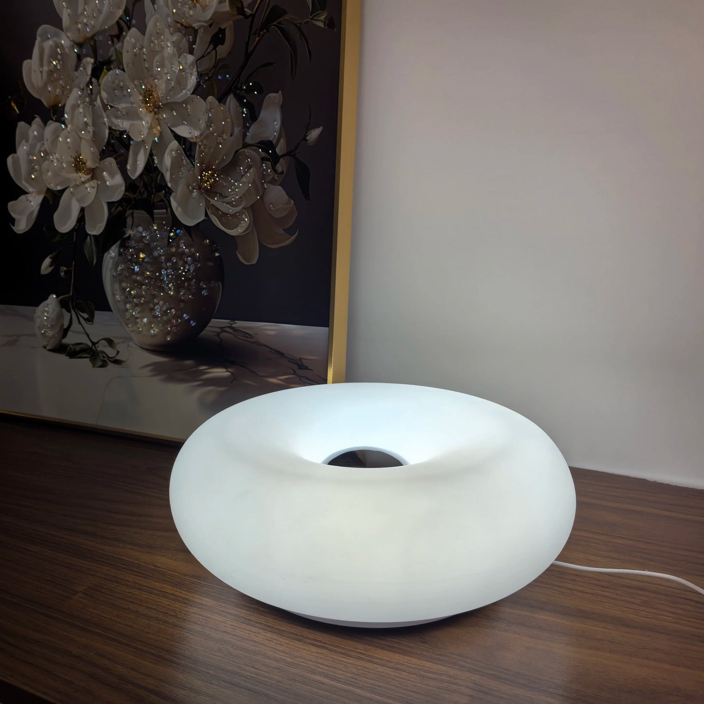 Bauhaus tafellamp met USB-aansluiting – nachtlampje voor slaapkamer, woon- en eetkamer – decoratieve donutvormige sfeerlamp