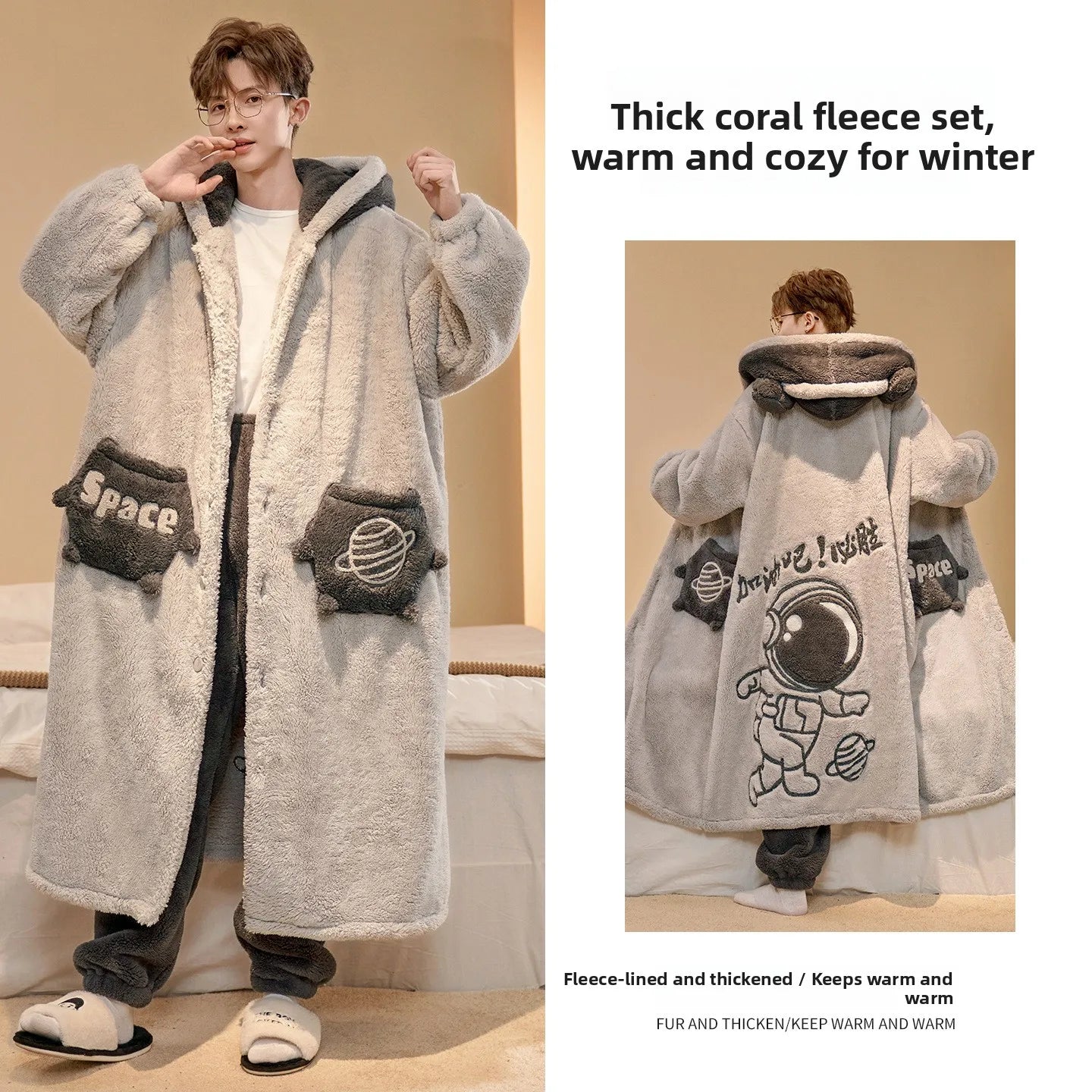 Heren Winter Pyjama Set – Dikke Coral Fleece Badjas & Broek

Zacht, Warm & Comfortabel | Lange Mouwen | Hoge Kraag | Luxe Loungewear