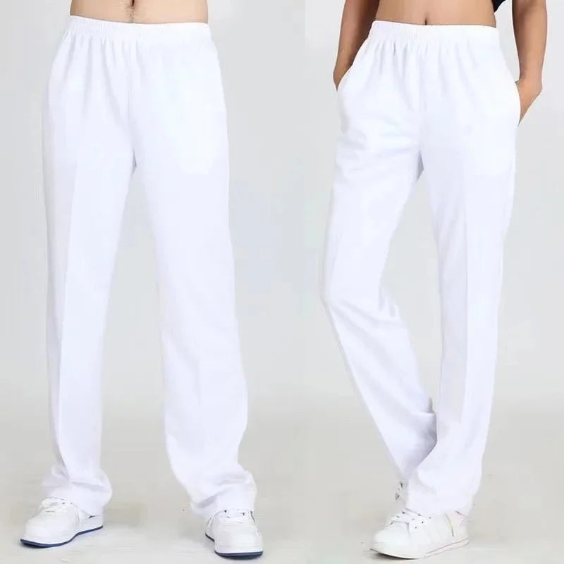 White Casual Sports Pants for Men And Women Summer Square Dance Straight Leg School Pants Large Size Leisure Sports Trousers