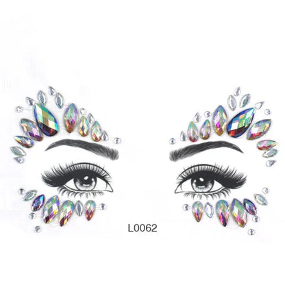 3D Glinsterende Gezichtsjewels – Tijdelijke Tattoo Stickers met Strass & Glitter!