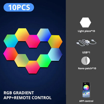Slimme RGB Hexagon Wandlamp – Modulaire LED Panelen met Muzieksynchronisatie & App-bediening | DIY Lichtdecoratie voor Gaming Room of Slaapkamer

Maak van elke muur een echte eyecatcher met deze intelligente RGB hexagon wan