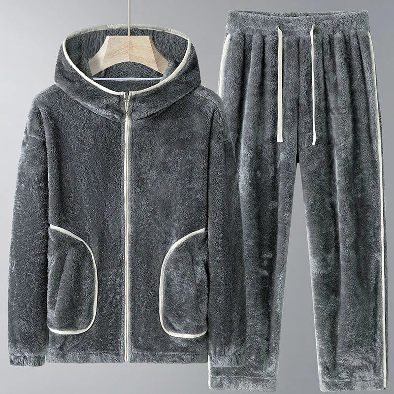 Plus Size Dubbellaagse Fleece Pyjama voor Heren – M t/m 8XL