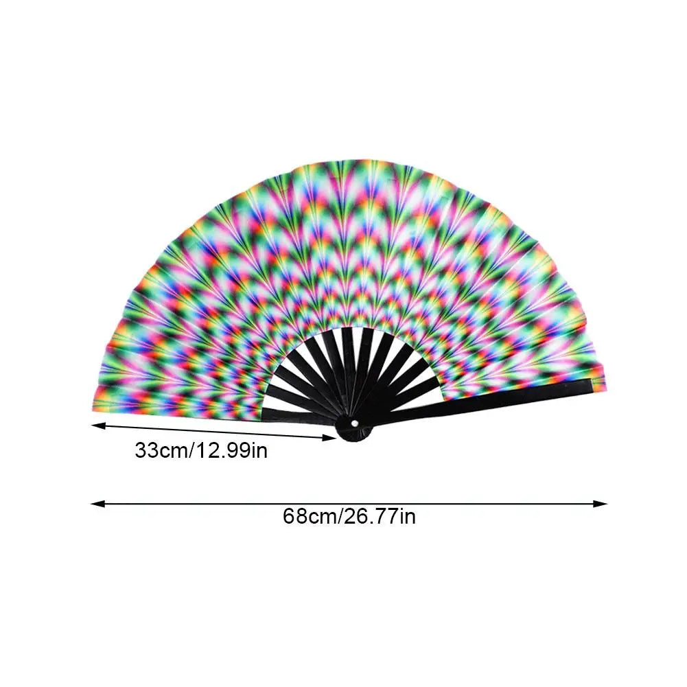 Gekleurde Gradient Reflecterende Vouwwaaier – Magische Zachte 33 cm Grote Stoffen Danswaaier – Kungfu Waaier – Fotografie, Disco, Festival Props CLACK waaier