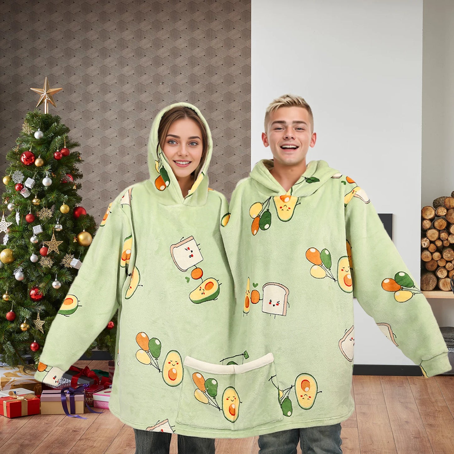 Lovers Double Snuggie – Popcorn Couple Hoodie Deken