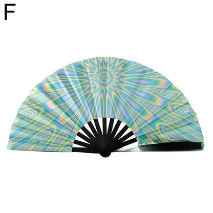 33 cm Kungfu Waaier – UV-print Fluorescerende Waaier – Handwaaier met Bamboe Spijlen – Grote Waaier voor Wanddecoratie of Handgebruik CLACK waaier