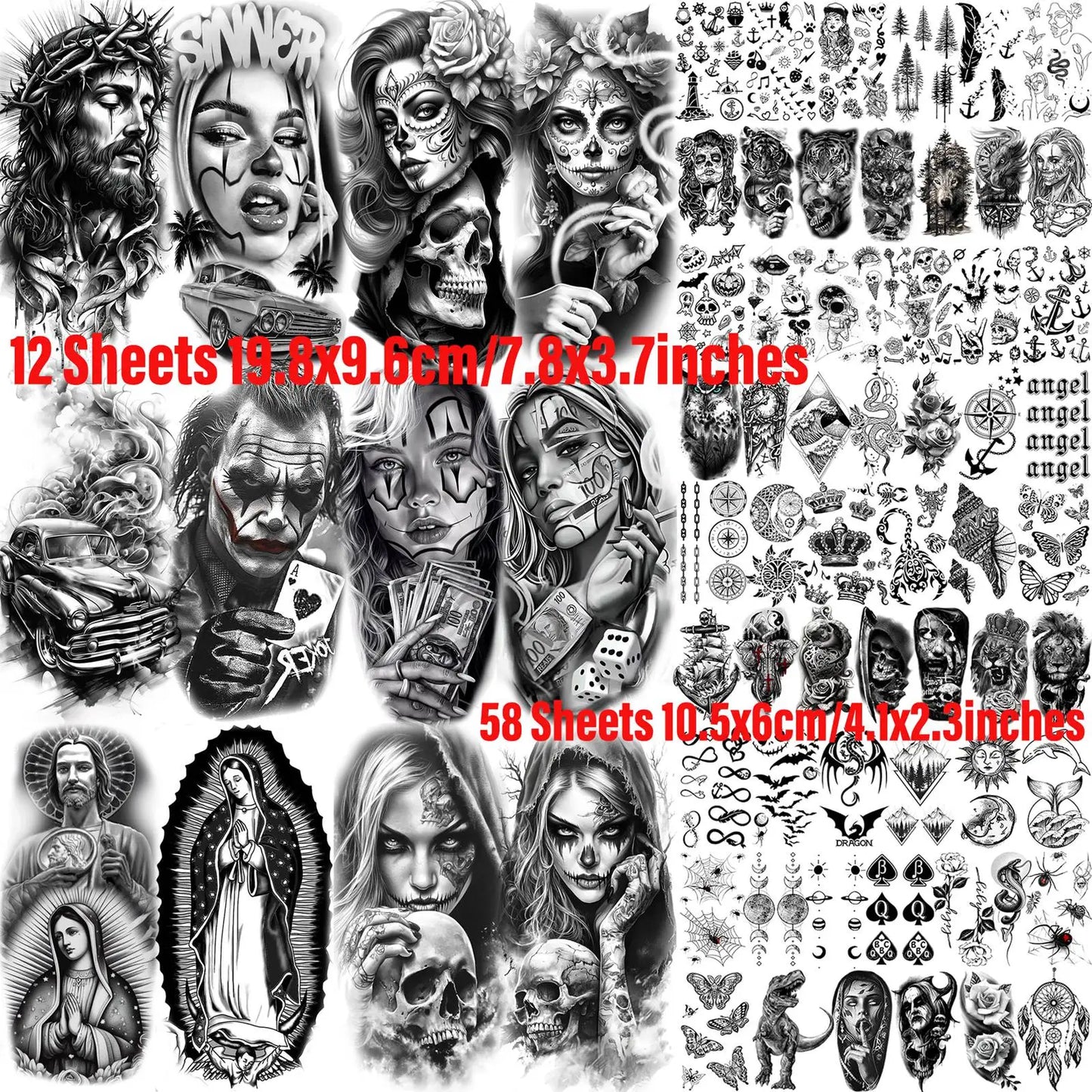 70x Chicano-Style Tijdelijke Tattoos – Stoere & Realistische Tattoo Stickers!