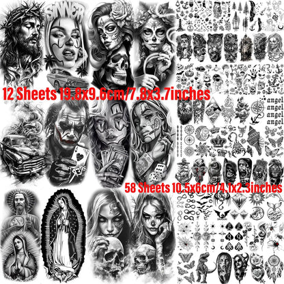 70x Chicano-Style Tijdelijke Tattoos – Stoere & Realistische Tattoo Stickers!