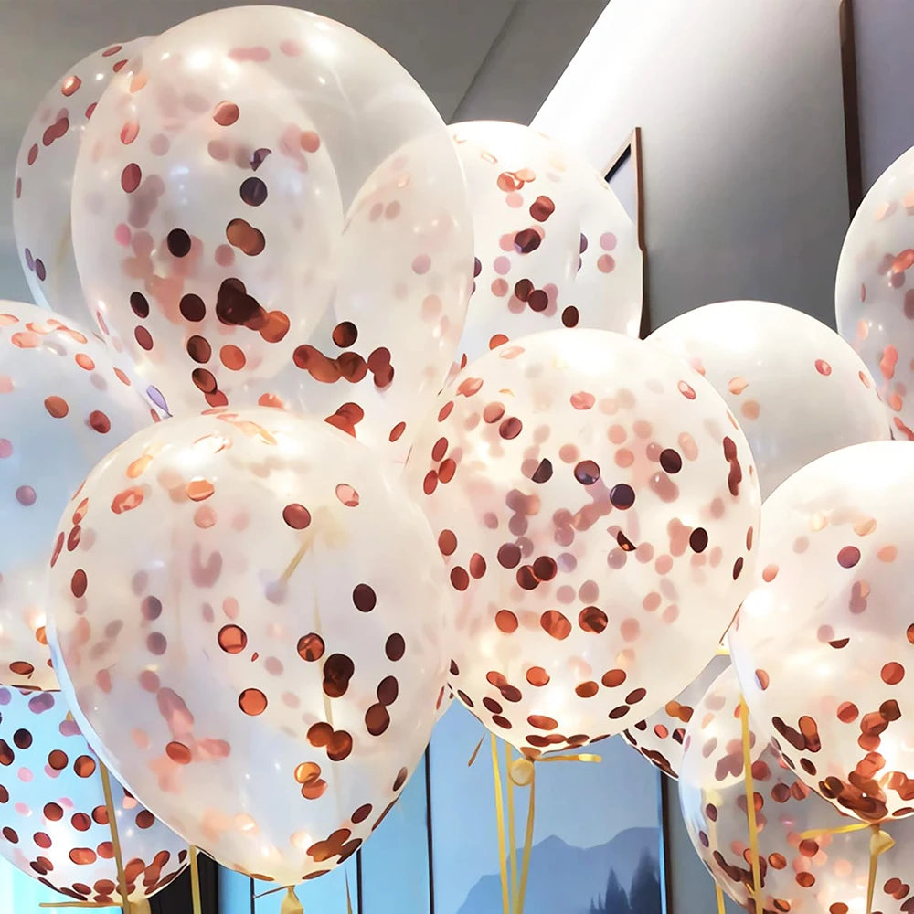 10/20 stuks Gouden Confetti Ballonnen – 12 inch – Zwart, Goud & Transparant met Glitters – Voor bruiloft, afstuderen, verjaardag of feestdecoratie