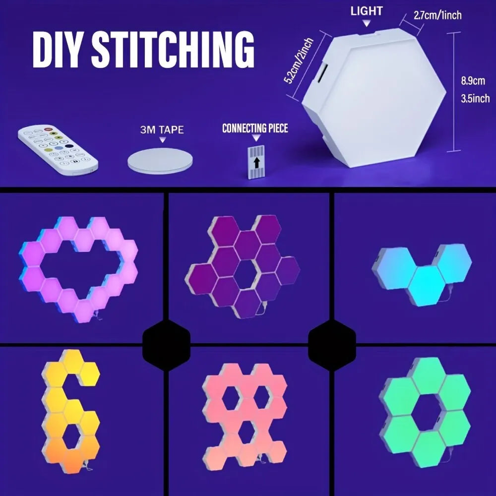Slimme RGB Hexagon Wandlamp – Modulaire LED Panelen met Muzieksynchronisatie & App-bediening | DIY Lichtdecoratie voor Gaming Room of Slaapkamer

Maak van elke muur een echte eyecatcher met deze intelligente RGB hexagon wan