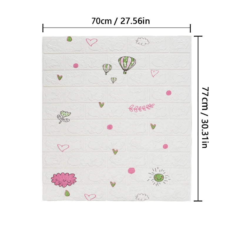 Set van 1-10 Stuks 70x77 cm 3D Zelfklevend Behang – Bakstenen Muurstickers – Woondecoratie – DIY Slaapkamer Behang