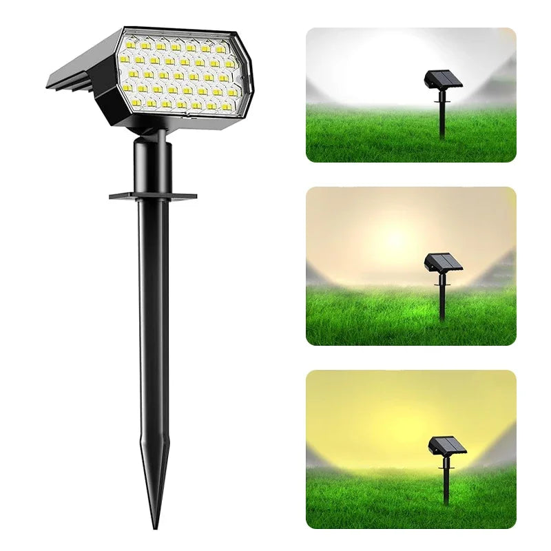 ‌74 LED Solar Spotlights – 3 Kleuren | IP65 Waterdicht 2-in-1 Tuinverlichting voor Oprit, Pad, Tuin & Landschap