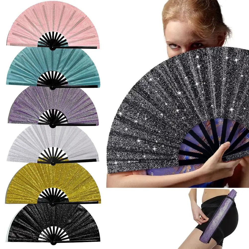 13-Inch Glitter Kung Fu Handwaaier – Traditioneel Bamboeraam met Decoratieve Stof – Opvouwbare Waaier in Chinese Stijl – Voor Feesten
CLACK waaier