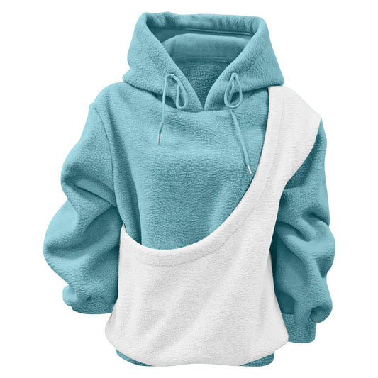 Oversized Contrast Shearling Hoodie met Huisdierzak – Warm, Stijlvol en Uniek!
