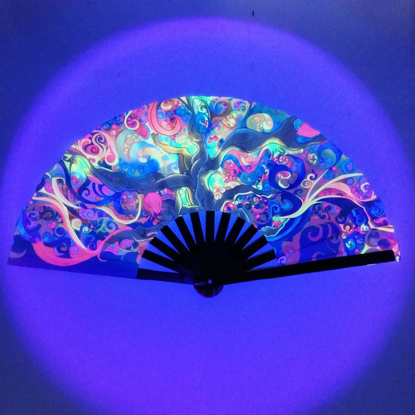 Kung Fu Waaier met UV-inkjetprint en Fluorescerend Effect – Perfect voor Feesten & Cadeaus