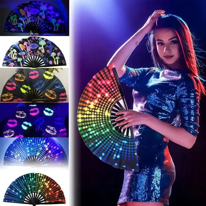 Kung Fu Waaier met UV-inktprint en Fluorescerend Effect