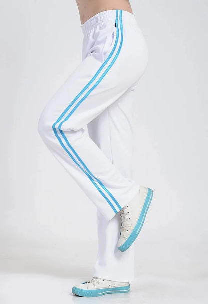 White Casual Sports Pants for Men And Women Summer Square Dance Straight Leg School Pants Large Size Leisure Sports Trousers