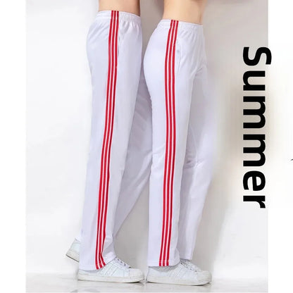 White Casual Sports Pants for Men And Women Summer Square Dance Straight Leg School Pants Large Size Leisure Sports Trousers