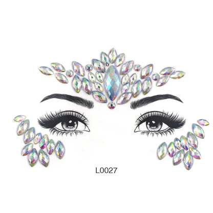 3D Glinsterende Gezichtsjewels – Tijdelijke Tattoo Stickers met Strass & Glitter!