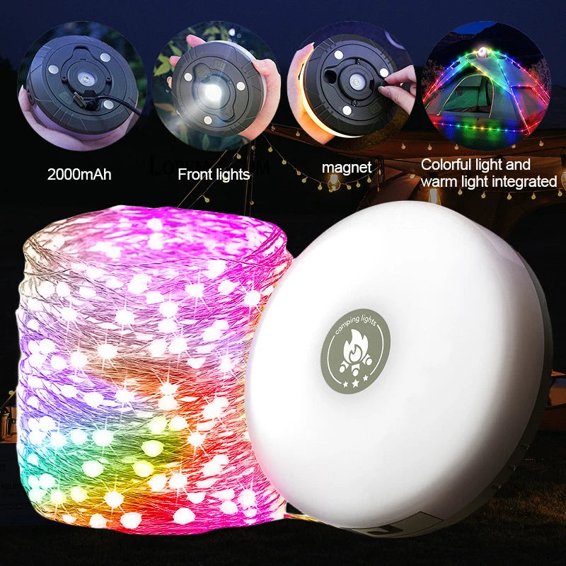 LED Camping Slinger – Uittrekbare Lamp | Kleurrijke Feestsfeer  Perfect voor Tent, Camping, Feestjes & Buitenverlichting**