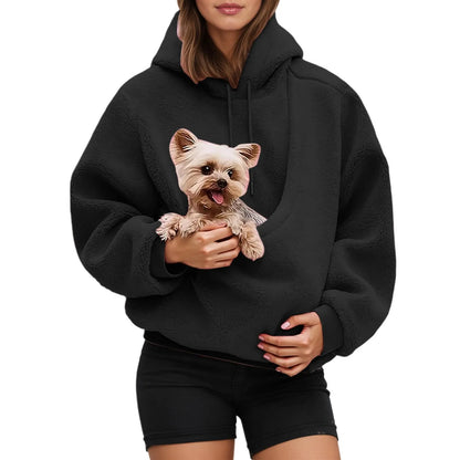 Fleece Hoodie met Huisdierzak – Warm, Zacht & Perfect voor Dierenliefhebbers 🐾