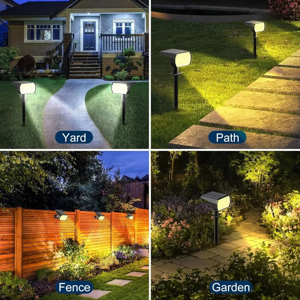 ‌74 LED Solar Spotlights – 3 Kleuren | IP65 Waterdicht 2-in-1 Tuinverlichting voor Oprit, Pad, Tuin & Landschap