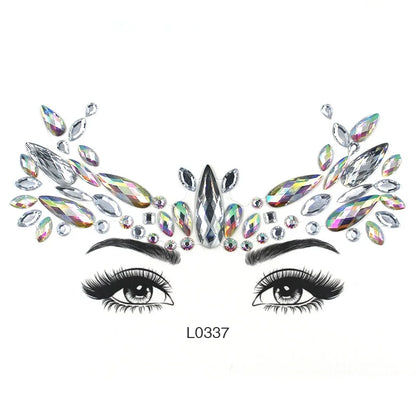 3D Glinsterende Gezichtsjewels – Tijdelijke Tattoo Stickers met Strass & Glitter!