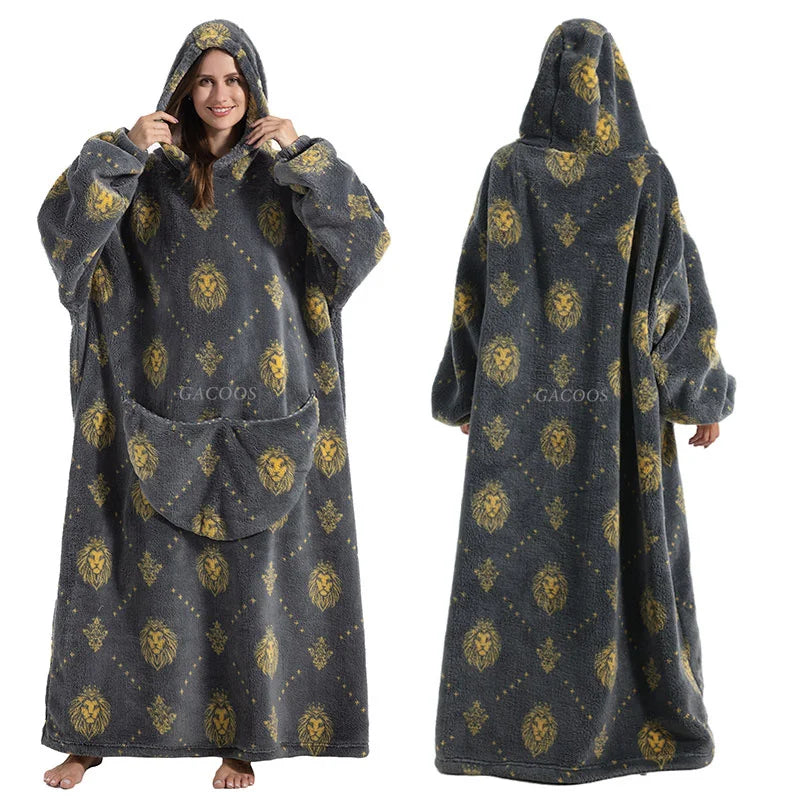 Extra Lange Hoodie Deken – Oversized Sherpa TV Blanket

Pluche Fleece | Winter Warm | Familie Matching Outfits | Avocado & Dino Designs