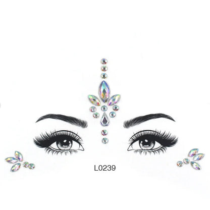 3D Glinsterende Gezichtsjewels – Tijdelijke Tattoo Stickers met Strass & Glitter!