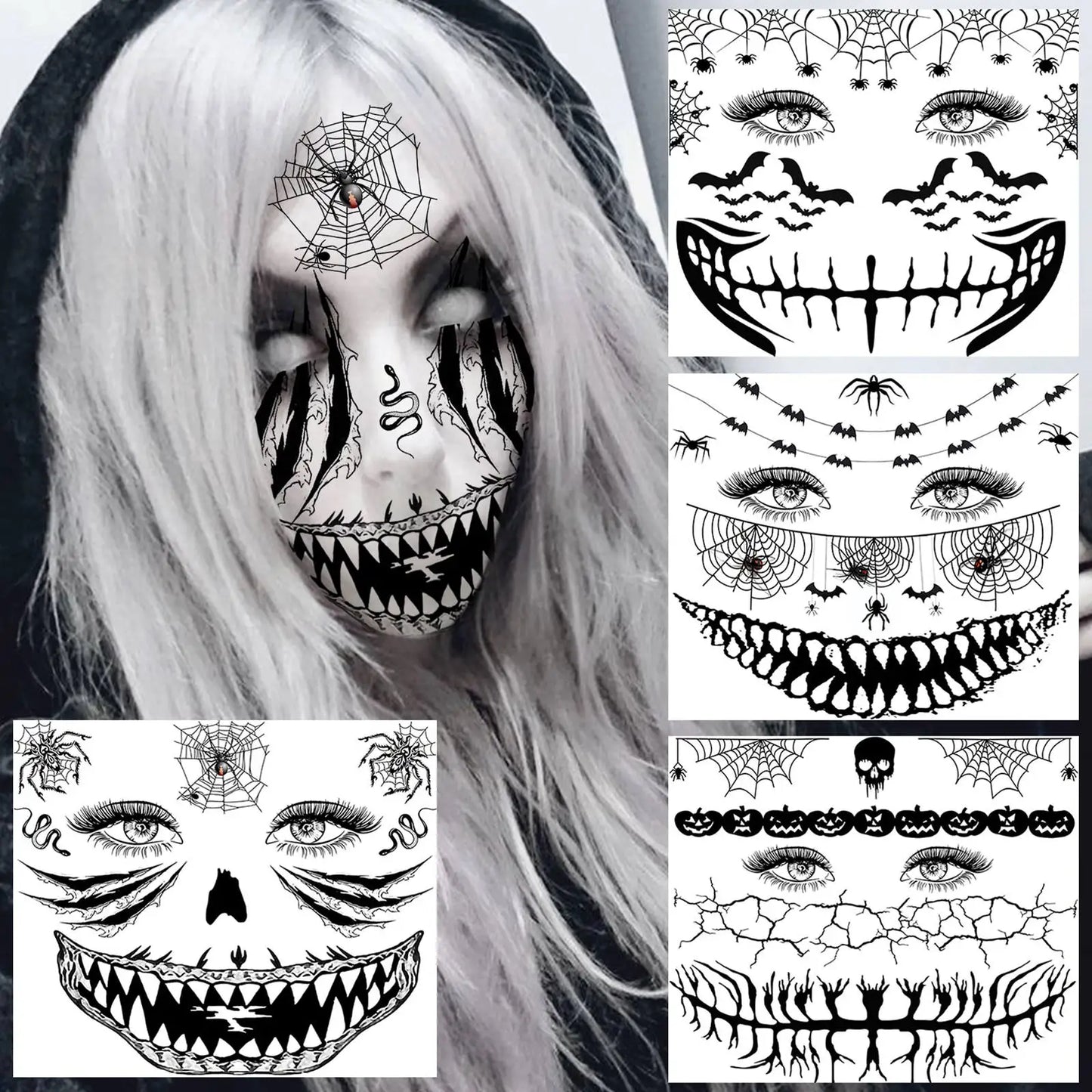 4x Horror Gezichtstattoos – Stikmond, Zombie & Monster Looks!