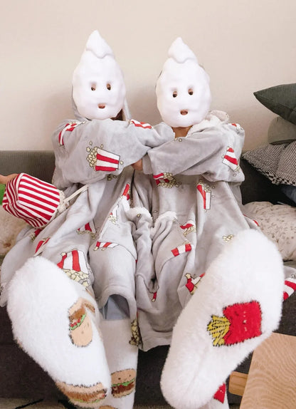 Lovers Double Snuggie – Popcorn Couple Hoodie Deken