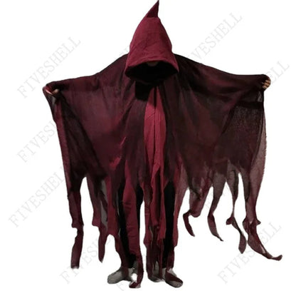 Unisex Halloween Geest & Dementor Cape – Gotisch Horror Kostuum met Kap | Perfect voor Cosplay, Feestjes & Day of the Dead

Verander jezelf in een angstaanjagend figuur met deze getatterde, met kap uitgevoerde Halloween-cap