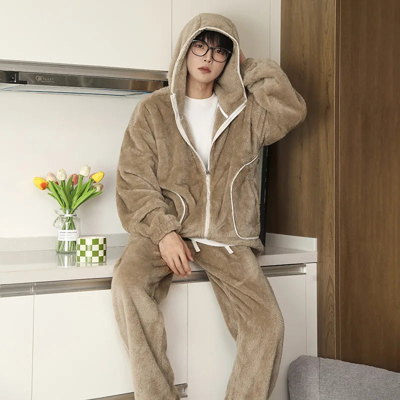 Plus Size Dubbellaagse Fleece Pyjama voor Heren – M t/m 8XL