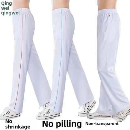 White Casual Sports Pants for Men And Women Summer Square Dance Straight Leg School Pants Large Size Leisure Sports Trousers