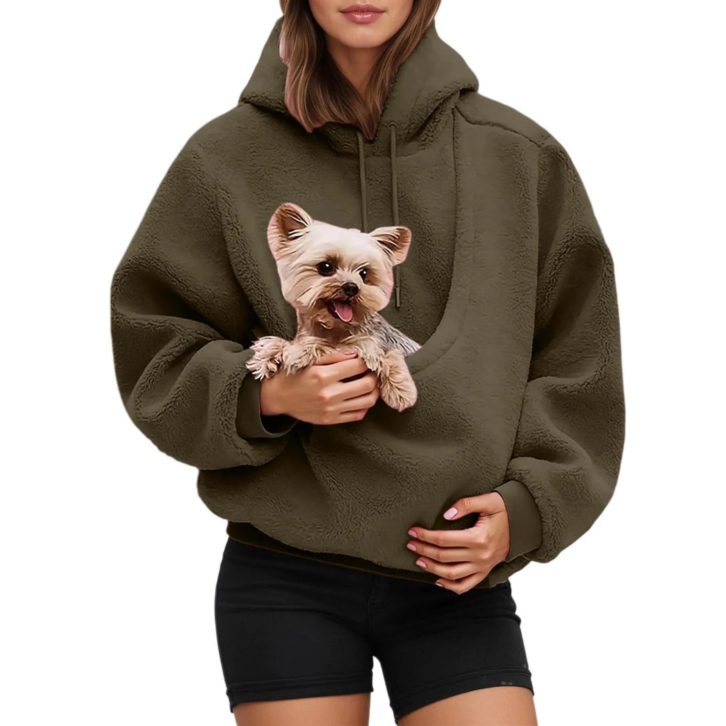 Fleece Hoodie met Huisdierzak – Warm, Zacht & Perfect voor Dierenliefhebbers 🐾