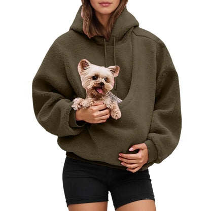 Fleece Hoodie met Huisdierzak – Warm, Zacht & Perfect voor Dierenliefhebbers 🐾