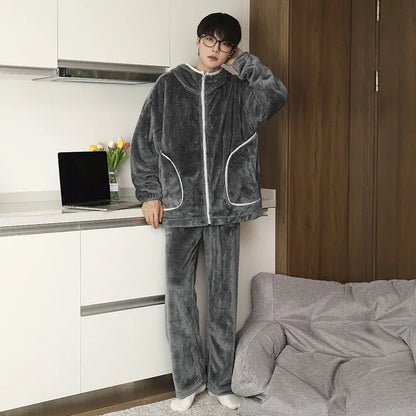 Plus Size Dubbellaagse Fleece Pyjama voor Heren – M t/m 8XL