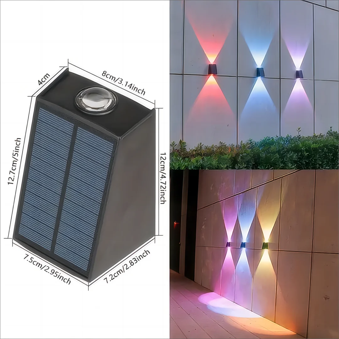 Solar Buiten Wandlamp – Up & Down Licht Waterdicht | Sfeervolle Tuin- & Villa Verlichting | Decoratieve LED Wandlamp
